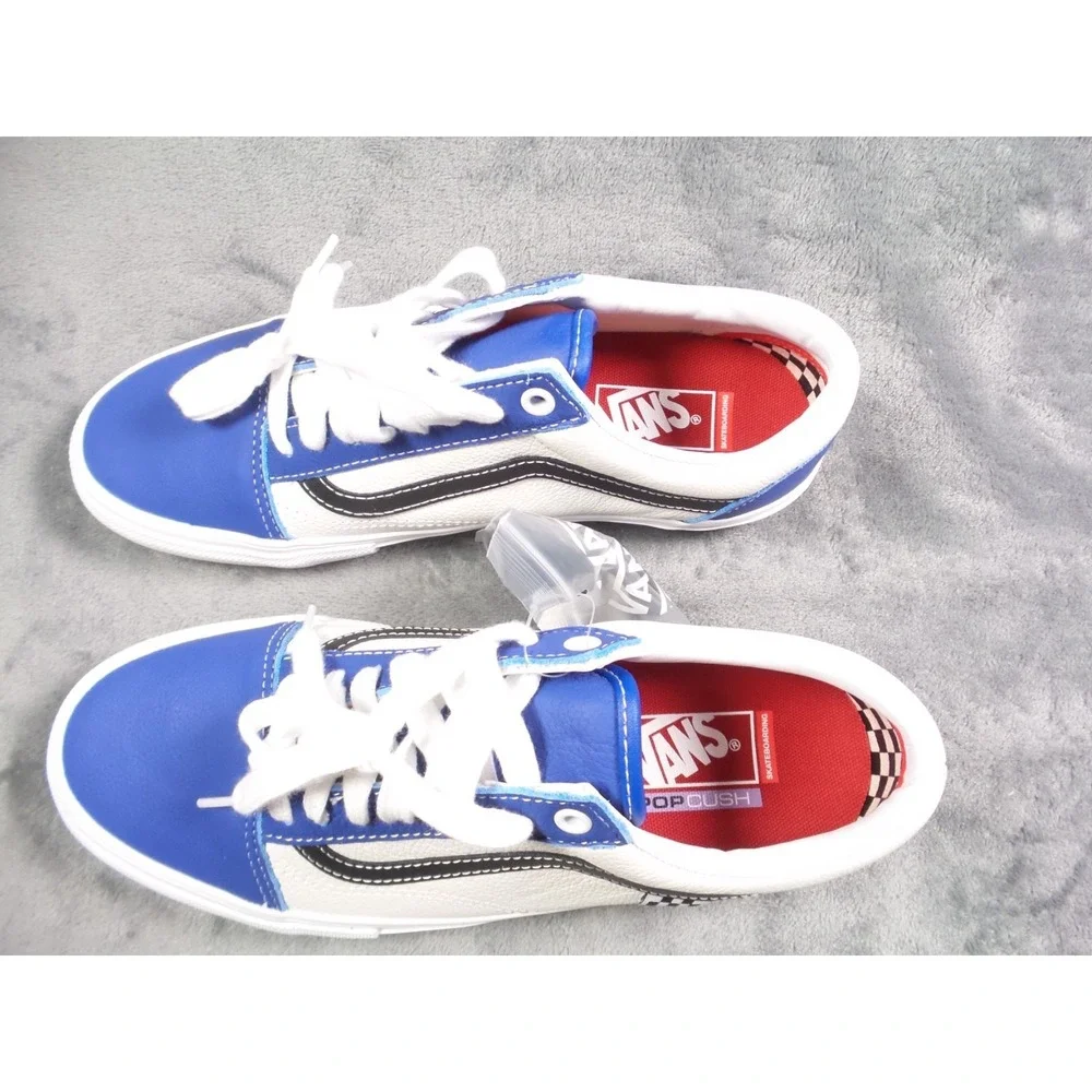 Vans Skate Old Skool Shoes Mens Size 9.5 True Blue Sport Leather Sneakers NWOB